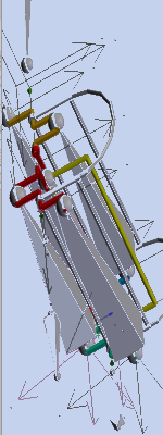 Das Bild zeigt einen Ausschnitt aus einer Visualisierung der Bewegung einer Mechanik (Eigenkonstruktion) - Dekoration und Referenz